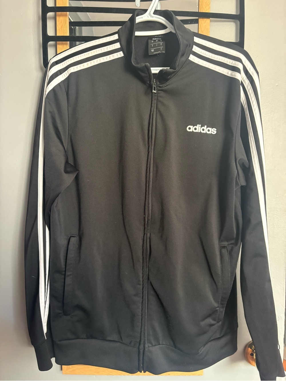 adidas Black Track Jacket with White Three-Stripes